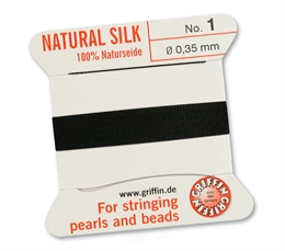 Silkeperlesnor, sort, 0,35mm, 2meter