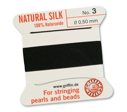 Silkeperlesnor, sort, 0,50mm, 2meter