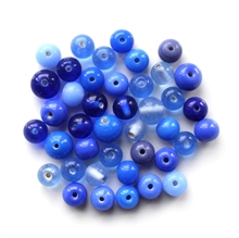 Glasperlemix, 8-12mm, blå, 40 gram
