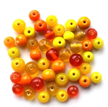 Glasperlemix, 8-12mm, gul/orange, 40 gram