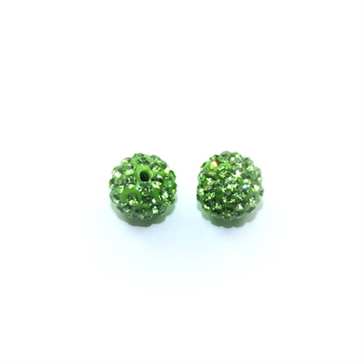 Krystal kugler, græs grøn,10 mm, anboret 2 stk.