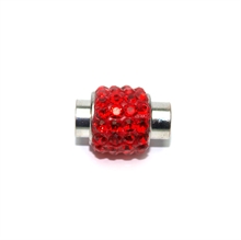 Magnetlås, m/røde krystaller 6mm, 1 stk