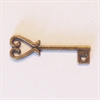 Bronzefarvede vedhæng, Lille hjerteformet nøgle, 2 stk