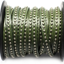 Læder med nitter, grøn5 mm. 60 cm.