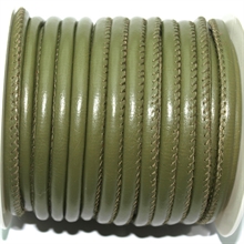 Randsyet nappa, army grøn  6 mm. 20 cm.