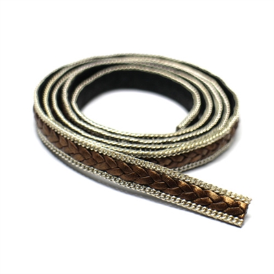Læder med nappa i bronze/kæde, 10 mm, 19 cm