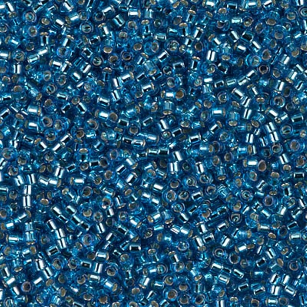 Seed beads, Delica 11/0, silver-lined capri blue, 7,5 gram. DB0149V