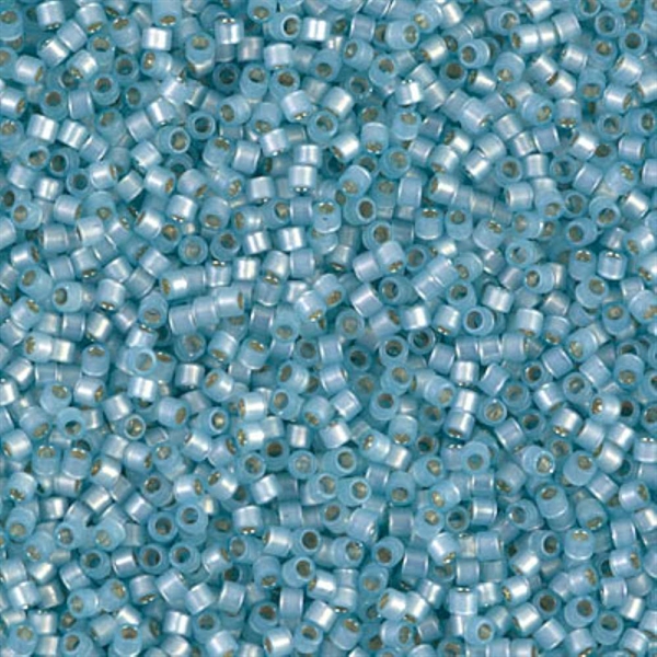Seed beads, Delica 11/0, silver-lined alabaster aqua, 7,5 gram. DB0628V