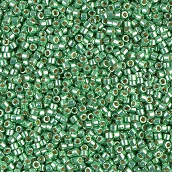 Seed beads, Delica 11/0, duracoat galvanized dark mint green, 7,5 gram. DB1844V